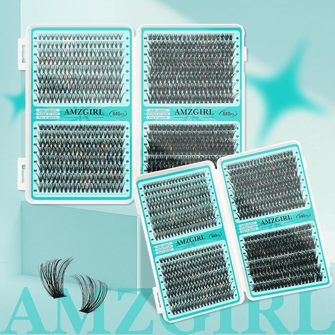 Lash Clusters 4 Style Cluster Lashes 640PCS Eyelash Extension 30D+40D+60D+80D Individual Lashes DIY Lash Extension Natural Black Cluster Eyelash Extensions at Home for Beginners(D-Mix9-16mm)