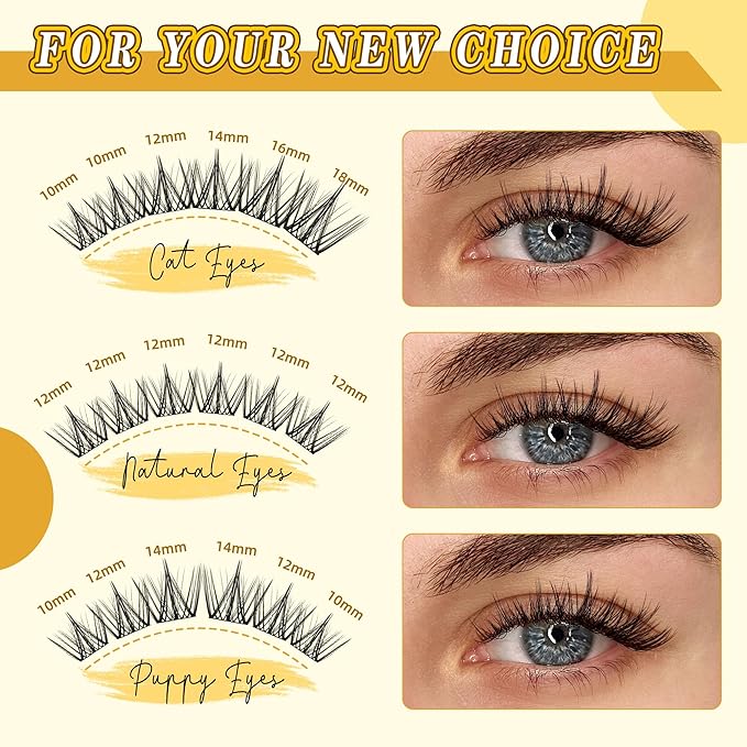 Leefrei Eyelash Clusters 10-18mm Wispy Eyelash Clusters D Curl DIY Lash Extension Natural Lash Clusters Individual Lashes (LF02 Lashes Only)