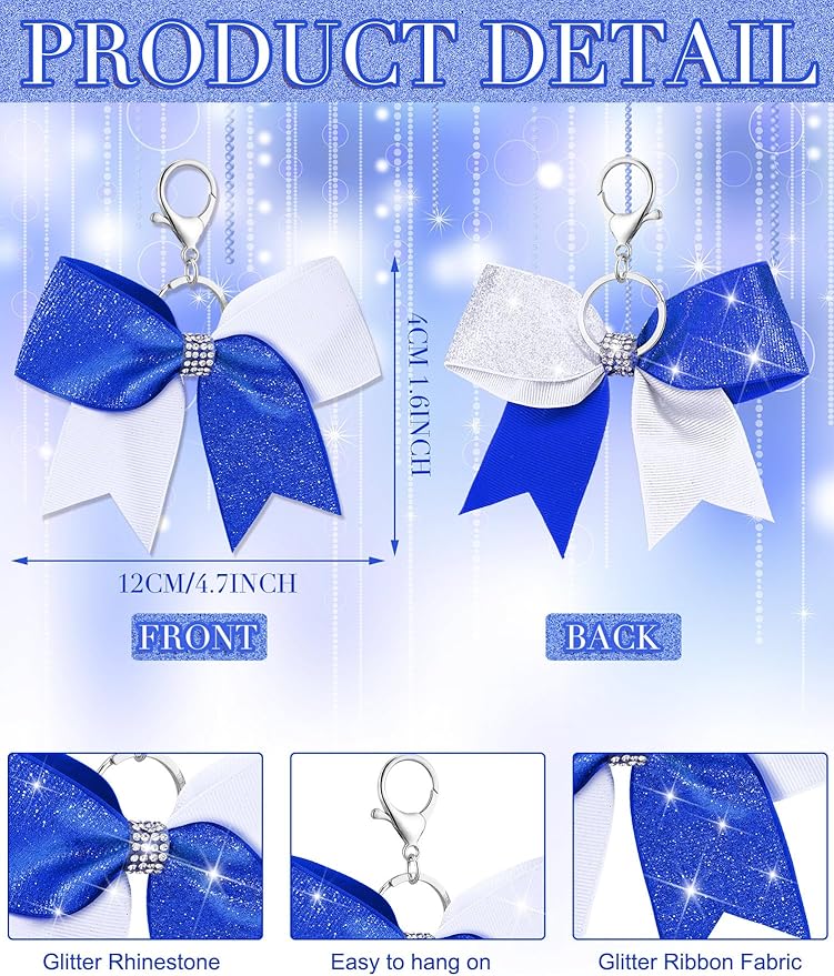 Tondiamo Cheer Bow Keychain Cheer Keychain with Rhinestones Cheerleader Keyrings for Teen Cheerleading Sports Accessory