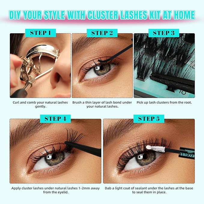 Lash Clusters 320Pcs 60D Eyelashes Cluster D Curl Individual Wispy Lashes Cluster for DIY Cluster Eyelash Extensions at Home for Beginners (Mix10-16mm)