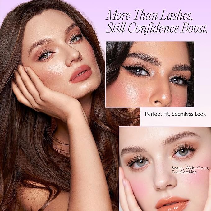 BEYELIAN Manga Lashes Self Adhesive Eyelashes Natural Look Anime Lashes Wispy Spiky 3D Volume Eyelashes Korean Japanese Asian Cosplay Fake Eyelashes CS121
