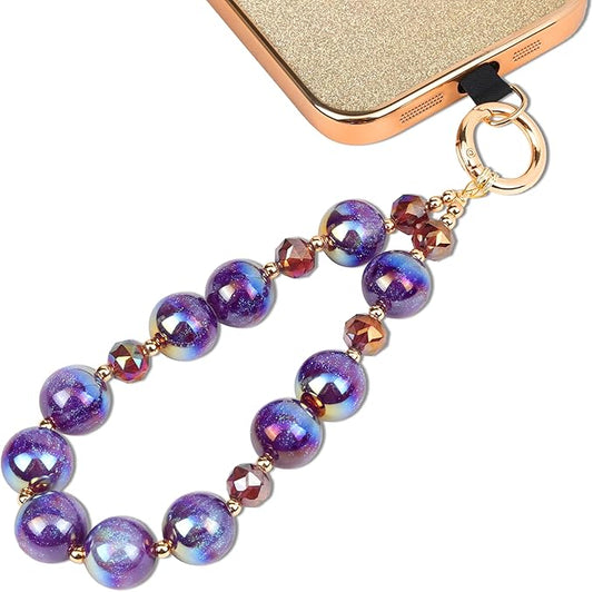 Phone Lanyard Wrist Chain for Cellphone Wrist Strap Phone Bracelet Strap Pearl Beaded Smartphone Wristlet (Amethyst)