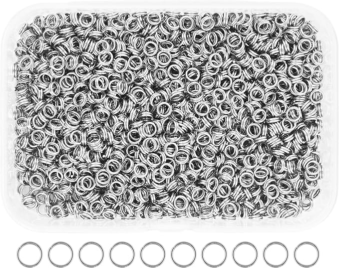 Mandala Crafts 4mm Stainless Steel Double Jump Rings for Jewelry Making - 1600 Pcs Small Split Key Rings Set for Crafts, DIY Keychains, and Accessories
