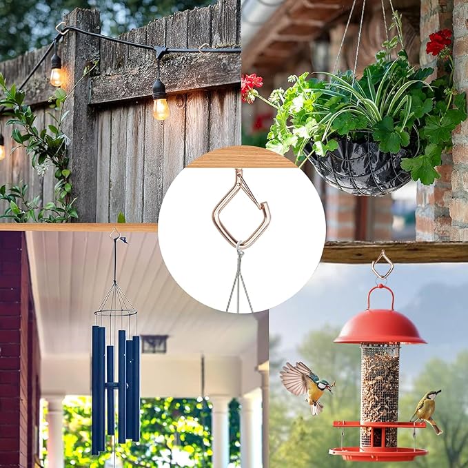 60 Pcs Rose Gold Eye Hooks Screw Heavy Duty,Ceiling Hooks for Hanging Plants,String Lights,Cup,Wind Chime,Bird Feeders. Plant Hanger Indoor&Outdoor