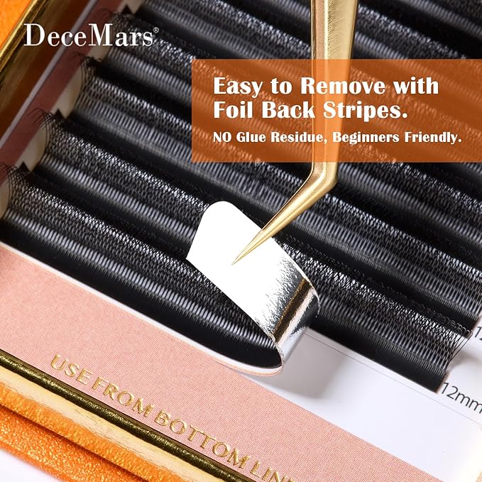 DeceMars 4D U Shaped Eyelash Extensions Supplies Easy Fans Russian Volume Crisscross Eyelashes Natural Soft YY Lash Extensions Handwoven Mesh Wispy Clusters Matte Black-0.07mm-C-12mm