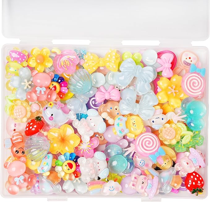 70 Pcs Resin Charms Slime Charms Embellishments Bulk Mixed Ornament Decorations Accessories
