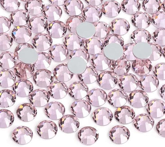Jollin Glue Fix Crystal Flatback Rhinestones Glass Diamantes Gems for Crafting Nail Art Crafts Decorations Clothes Shoes 4.8mm (ss20 1440pcs, Pink)