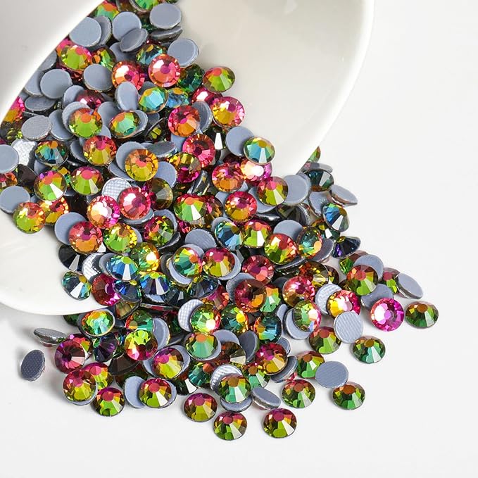 Beadsland Hotfix Rhinestones, 288pcs Crystal Rhinestones for Crafts Clothes DIY Decoration, Rainbow, SS34, 7.0-7.3mm