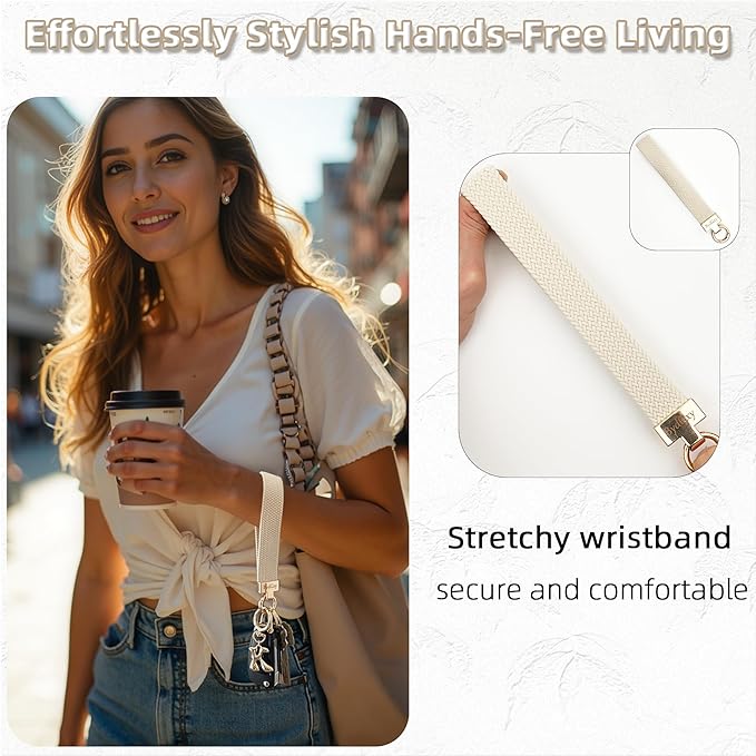 Stretchy Wristlet Initial Keychain, Key Chains Women Cute with Keyring, Llaveros para Mujer, Car Key Accessories