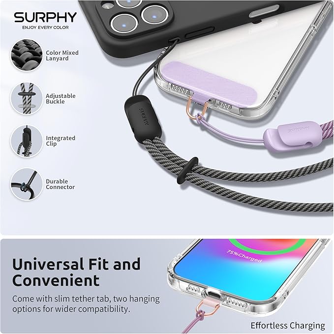 SURPHY 3 Pack Phone Wrist Strap with CellPhone Tether Tab, Cellphone Lanyard, Phone Strap with 2-Color Braided, Wrist Lanyard