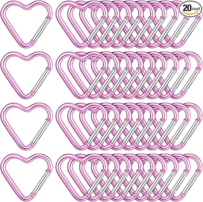 Shimeyao Heart Shape Keychain Clip Cute Pink Snap Key Ring Keychain Hook Aluminum Alloy Key Holder for Valentine's Gift Outdoor Spring Traveling Couple Wife Husband Gift Walking