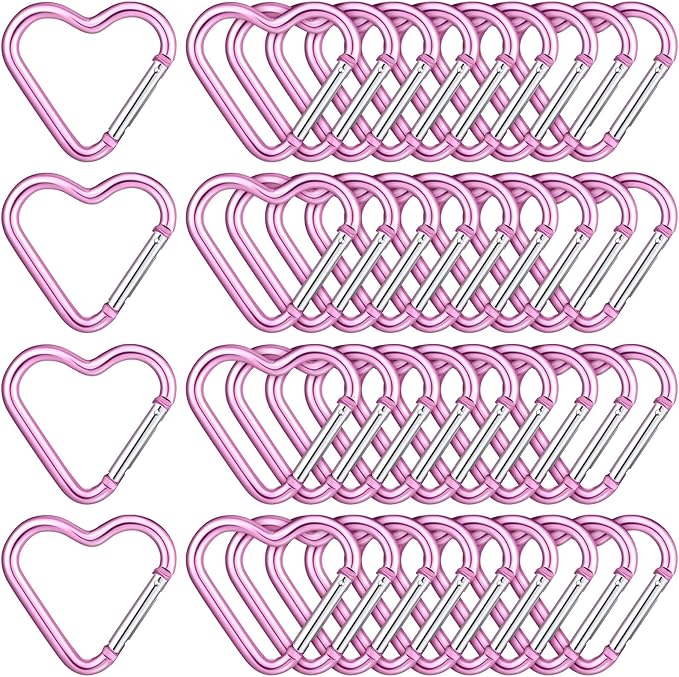 Shimeyao Heart Shape Keychain Clip Cute Pink Snap Key Ring Keychain Hook Aluminum Alloy Key Holder for Valentine's Gift Outdoor Spring Traveling Couple Wife Husband Gift Walking
