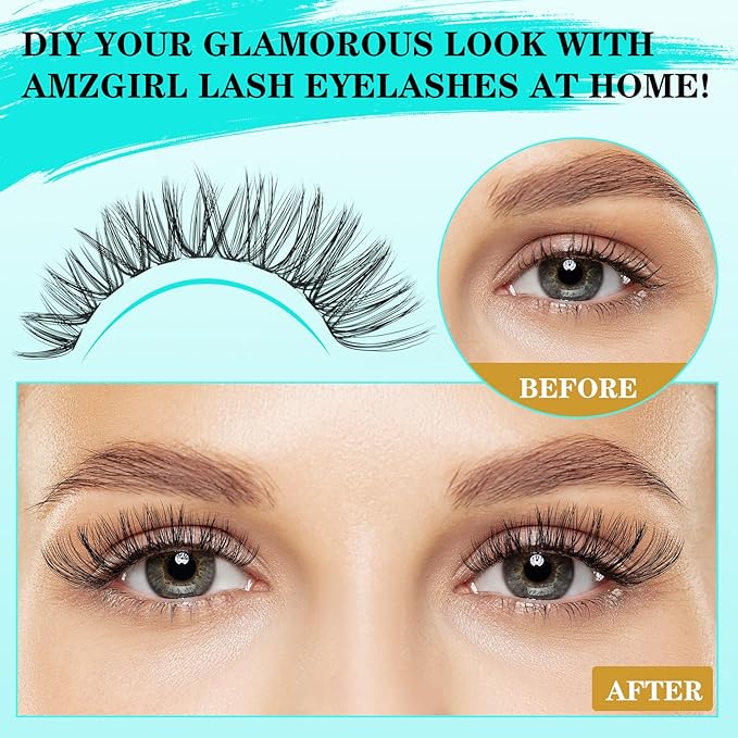 Lash Clusters Kit 240PCS Eyelash Extension Kit D Curl Wispy Clusters Lash DIY Lashes Extensions Kit Natural Individual Lashes Kit with Lash Bond and Seal Eyelash Tweezer(30D,D-Mix9-16mm)