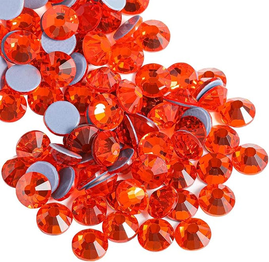 Beadsland Hotfix Rhinestones, 2880pcs Flatback Crystal Rhinestones for Crafts Clothes DIY Decorations, Orange, SS6, 1.9-2.1mm
