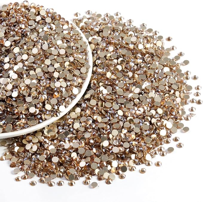 Beadsland Flatback Rhinestones Bulk,14400pcs Gold Rhinestones for Nails Crafts Clothes DIY Decoration, Golden Shadow, SS16, 3.8-4.0mm