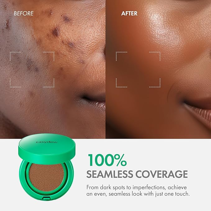 Easydew Mela B Toning Ampoule Cushion Refill - 2-in-1 Korean Skin Care & Face Beauty Makeup - Age-Defying Full Coverage Cushion Foundation with Niacinamide & Hyaluron-Vital C 0.45 oz (#33 Almond)