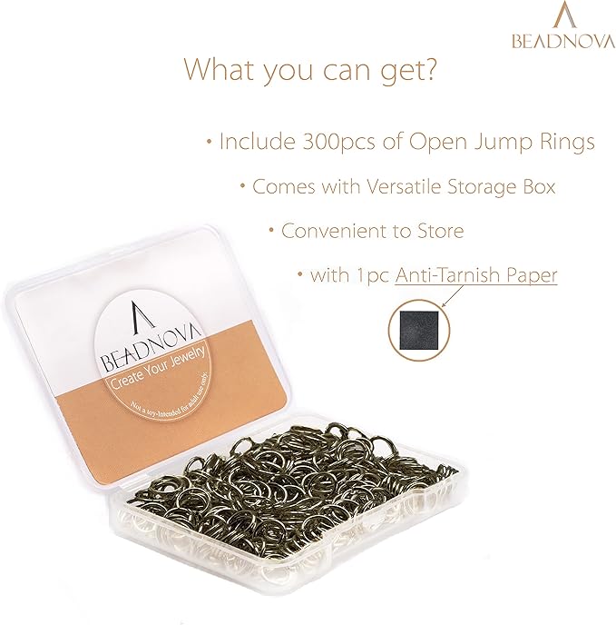BEADNOVA 8mm Open Jump Rings Copper Jump Rings for Jewelry Making and Keychains (300Pcs)