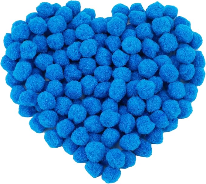 MORFEN 150 Pieces Pom Poms, 1 Inch Blue Craft Pom Poms, Fuzzy Pompom Puff Balls, Small Pom Pom Balls for DIY Arts and Crafts Projects, Home Decorations