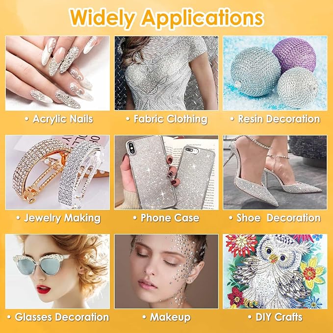 B7000 Glue Clear with Precision Tip, 2Pcs 110mL Jewelry Bead Gem Tac Glue, Bedazzling Adhesive with Silver Rhinestones, Dotting Pen Tool for Jewelry Making Clothe Fabric Shoes DIY Crafts Nail Art