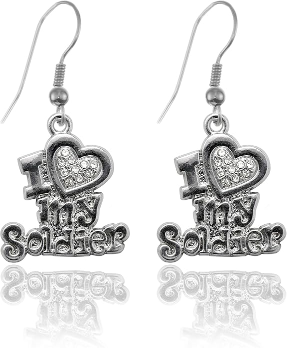 Inspired Silver - Silver Customized Charm French Hook Drop Earrings with Cubic Zirconia Jewelry