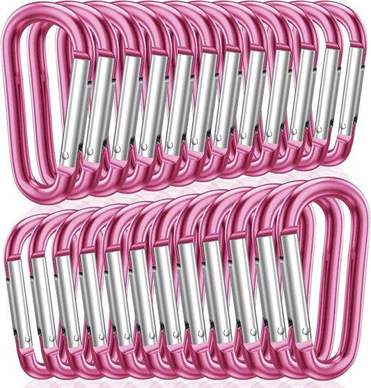 STURME 2" Aluminum D Ring Carabiners Clip D Shape Spring Loaded Gate Small Keychain Carabiner Clip Set Outdoor Camping Mini Lock Snap Hooks Spring Link Key Chain Durable Improved 24 PCS