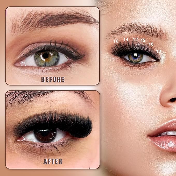 AILAISHI Lash Clusters Kit, DIY Cluster Eyelash Extensions 10‑20mm, 150D, 156pcs Fluffy D Curl Natural Lashes with Bond & Seal,Remover,Tweezers – Fake Cat Eye Individual Clusters