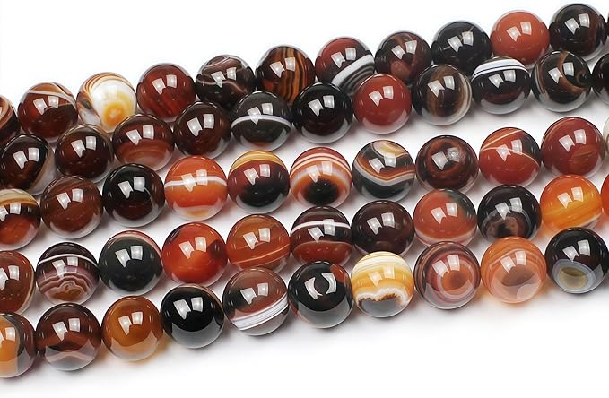 MJDCB Red Coffee Agate Beads Natural Agate Stone Round Loose Beads Ball Handmade Jewelry Bracelet Making DIY (10mm)
