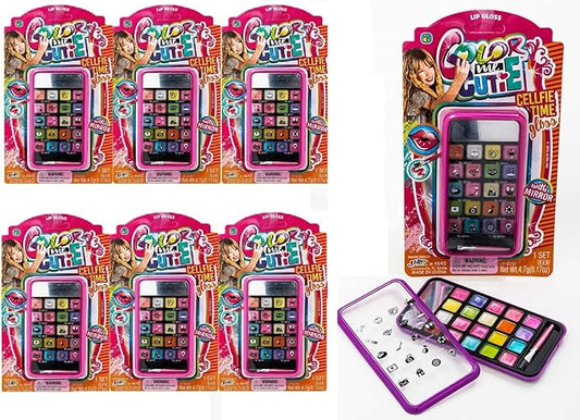 JA-RU Kids Makeup Beauty Toy Kit for Girls (6 Makeover Set) Cell Case w/Mirror, Brush & Eyeshadow Palette. Kids Real Makeup Washable & Non Toxic. Birthday Princess Party Gifts & Cosmetic Toys. 4645-6