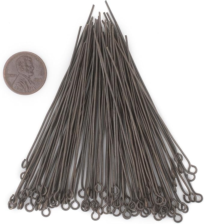 The Bead Chest Antiqued Brass 21 Gauge 3 Inch Eye Pins (Approx 100 Pieces)