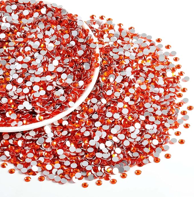Beadsland Flatback Rhinestones Bulk,14400pcs Orange Rhinestones for Nails Crafts Clothes DIY Decoration, Hyacinth/Orange, SS20, 4.6-4.8mm