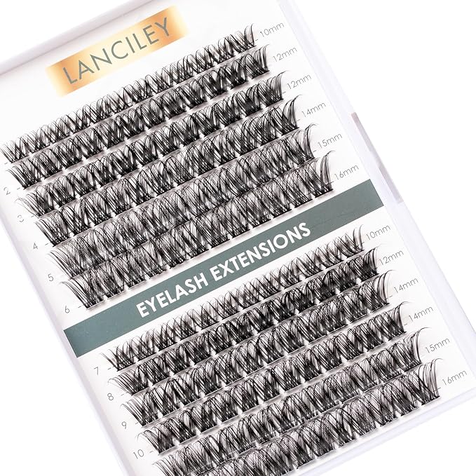Lash Clusters 144pcs Volume Eyelash Clusters 10-16MM DIY Individual Lashes C Curly Eyelashes Manga Lashes Clusters Natural Cluster Eyelash Extensions Soft Thin Band Cluster Lashes for Beginners-DM01