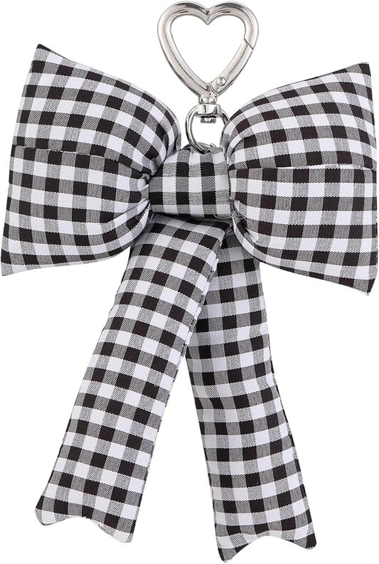 Pink Bow Keychain Bag Charms Y2K Bowknot Plaid Keychains Coquette Aesthetic Purse Handbag Backpacks Charms