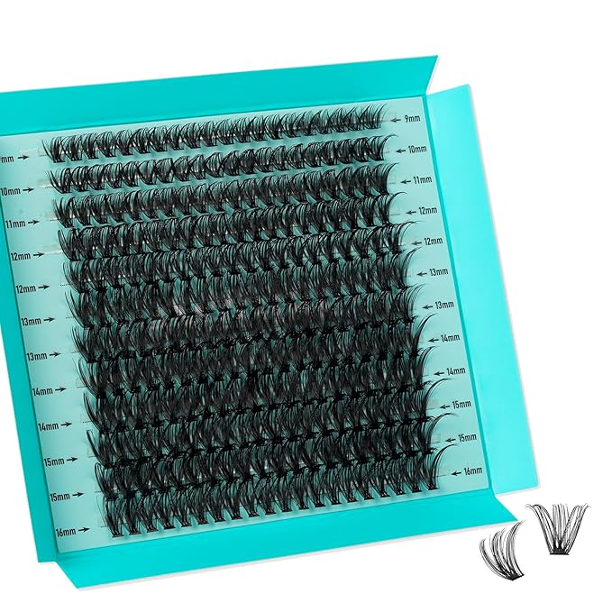 Lash Clusters 240pcs Eyelashes Cluster Individual Wispy Lashes Thin Band for D Curl Lash Extension Eyelashes for Beginners at Home,False Eyelashes Soft Eyelash Clusters(40D,D-Mix9-16mm)