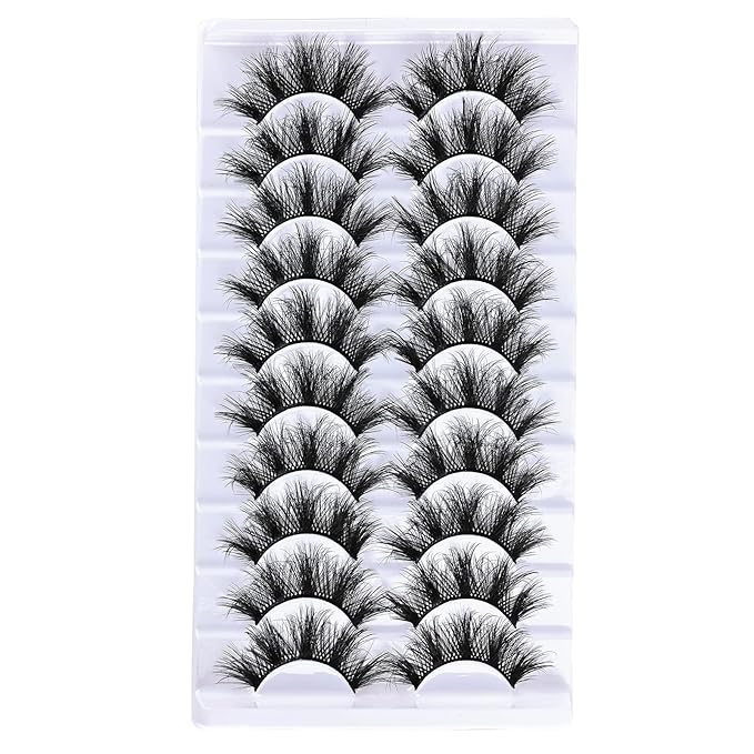 FARRED Wispy Lashes Fluffy Eyelashes False Eye Lash Strips 10 Pairs Doll Eye Mink Eyelash Wispies Pestañas Natural Look