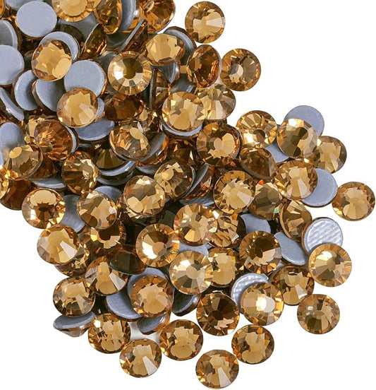 Beadsland Hotfix Rhinestones, 2880pcs Flatback Crystal Rhinestones for Crafts Clothes DIY Decoration, Light Colorado Topaz, SS8, 2.3-2.5mm