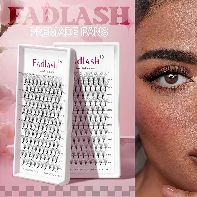 Premade Fans Eyelash Extensions 10D Lash Extensions Premade Fans 0.05 0.07 Thickness Pre Fanned Volume Lash Extensions C D Curl by FADLASH (10D-0.07-D, Mix 8-14mm)