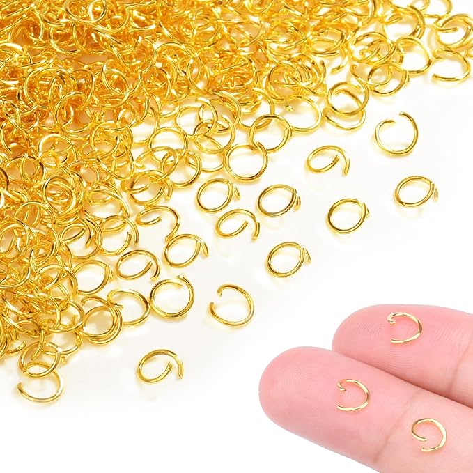 400pcs 15/64" Gold Tiny Jump Rings for Jewelry Making Replacement, Open Jump Ring Metal Jewelry Findings for Bracelets Necklaces Earrings Keychains Connectors Loops Repair Hardware