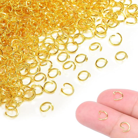 400pcs 15/64" Gold Tiny Jump Rings for Jewelry Making Replacement, Open Jump Ring Metal Jewelry Findings for Bracelets Necklaces Earrings Keychains Connectors Loops Repair Hardware