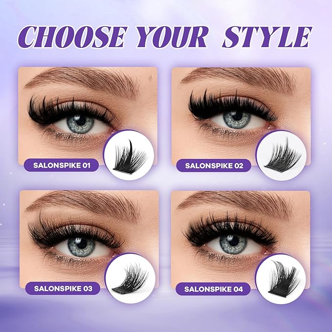 B&Q Manga Lash Clusters SalonSpike 02 10-18mm Mixed Fluffy Eyelash Clusters 120pcs Easily Achieve Salon-quality Lash Extension Results Perfect for Beginners to DIY at Home.(Lash-SalonSpike 02)
