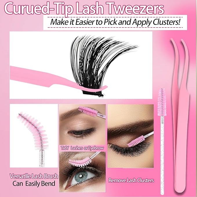 YIDUO 994Pcs Lashes Clusters Kit 60D/80D/100D Volume False Eyelash Extensions 10-20mm D Curl Wispy Individual Fake Eyelashes Kit, Volume Studio Effect with Bond&Seal|Tweezers|Removers|Cleanser