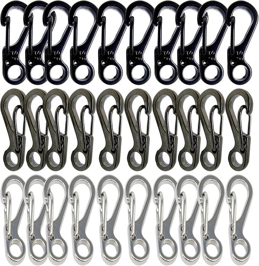 Mini Carabiner Clips with Metal Spring Wiregate Hook and Little Eye Hole for Keychain Backpack Clasps
