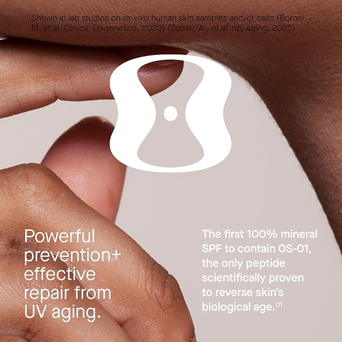 OneSkin FACE SPF OS-01 Peptide Broad Spectrum SPF 30+ Mineral Sunscreen- Scientifically Proven to Protect Skin from UV Aging, Includes Potent Antioxidants (Tinted)