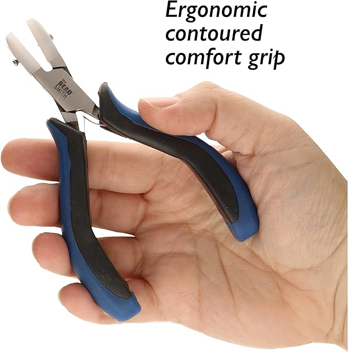 The Beadsmith Flat Nylon Jaw Pliers – 5 inches (127mm) – Ergonomic Handle with Double Leaf Springs – Includes Replacement Heads – Jewelry Making Tool for Creating Bracelets, Earrings & Necklaces
