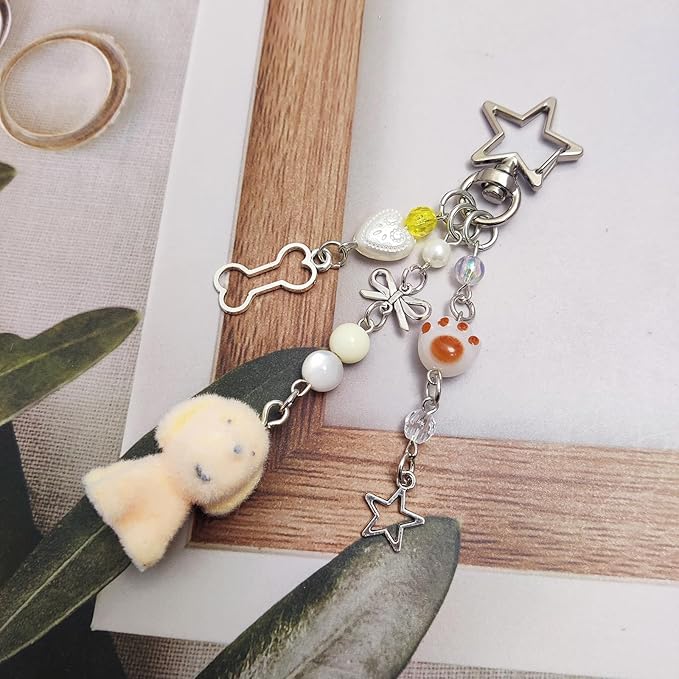 Cute Dog Keychain Fuzzy Dog Puppy Decor Keychain Aesthetic Y2K Bag Charms Stylish Dog Pendant Keychains Accessories