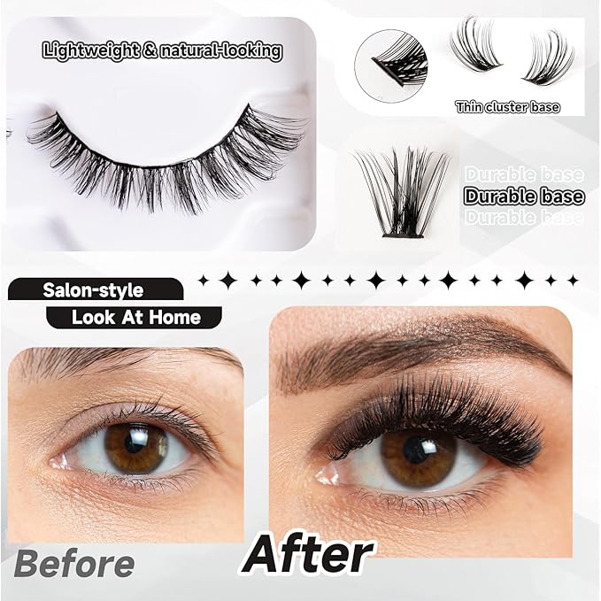 Lash Clusters 300pcs Manga Lash Extension Kit 10-18mm Cluster Eyelash Extensions Natural Lash Individual Lashes -M33-Natural