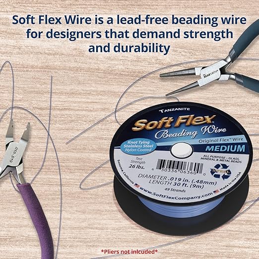 Soft Flex 49 Strand Beading Wire - Medium 0.19 Diameter - 30 Feet Nylon Design Wire