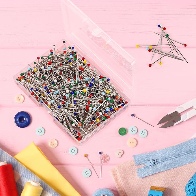 1500PCS Sewing Pins for Fabric, Straight Pins with Colored Heads Pearlized Ball Head Straight Pins Sewing for Dressmaker, Jewelry DIY Decoration, Craft and Sewing Project (Colorful)