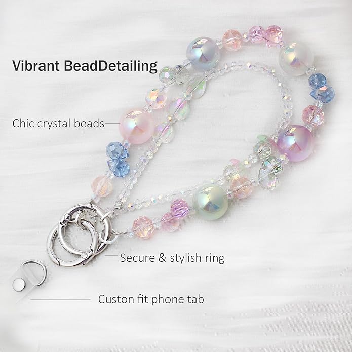Phone Wrist Strap,Crystal Phone Chain Wristlet,Bracelet Wrist Lanyard,Cute Beaded Bag Charms,Decorative Purse Chain