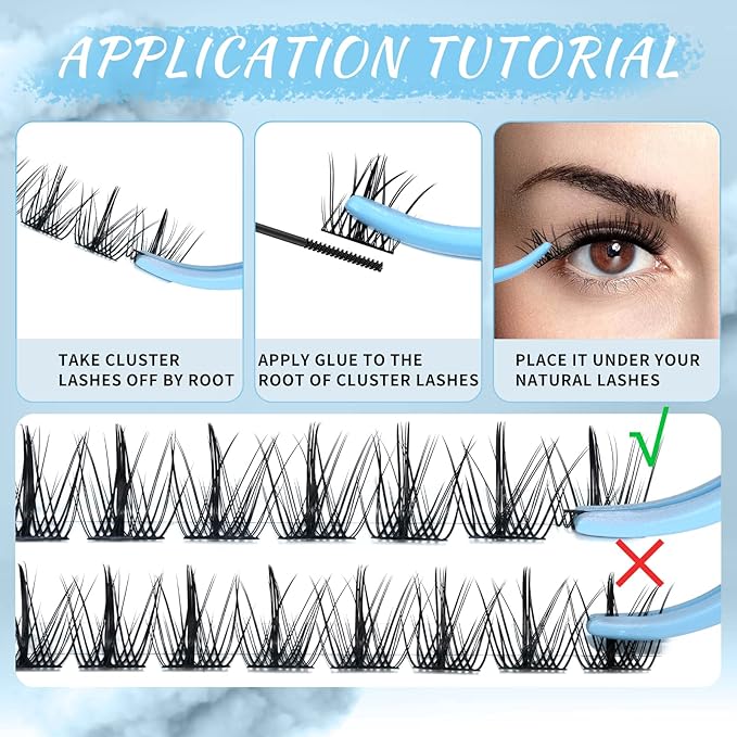 Lash Clusters 84 Pcs Cluster Lashes Eyelash Clusters DIY Cluster Eyelash Extensions Individual Lashes Thin Band & Soft(Breeze,D-16mm)