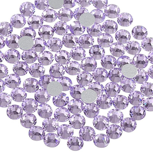 Beadsland Flat Back Crystal Rhinestones Round Gems for Nail Art and Craft Glue Fix, Violet, 3.8-4.0mm, SS16/1440pcs